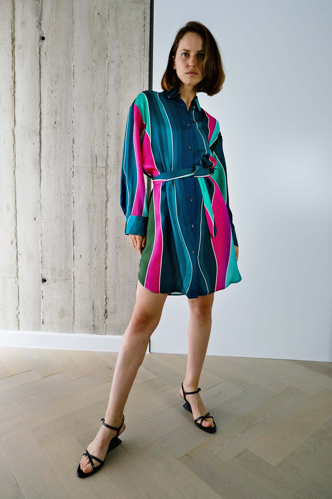 oversized belted shirt dress Tasha Oversized Belted Shirt Dress In Green