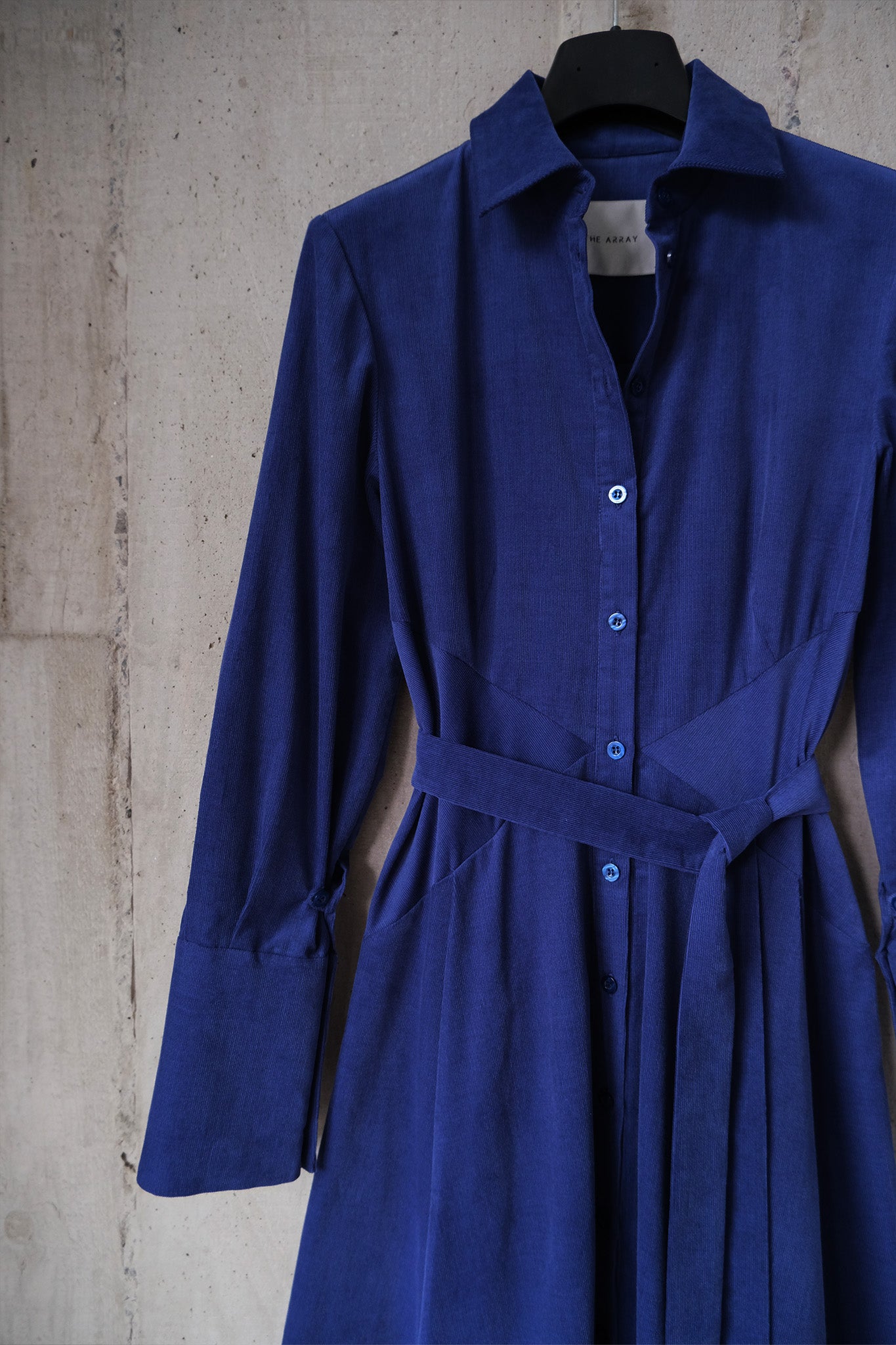 Romanticist Shirt Dress in Lapis Blue Cotton Needlecord