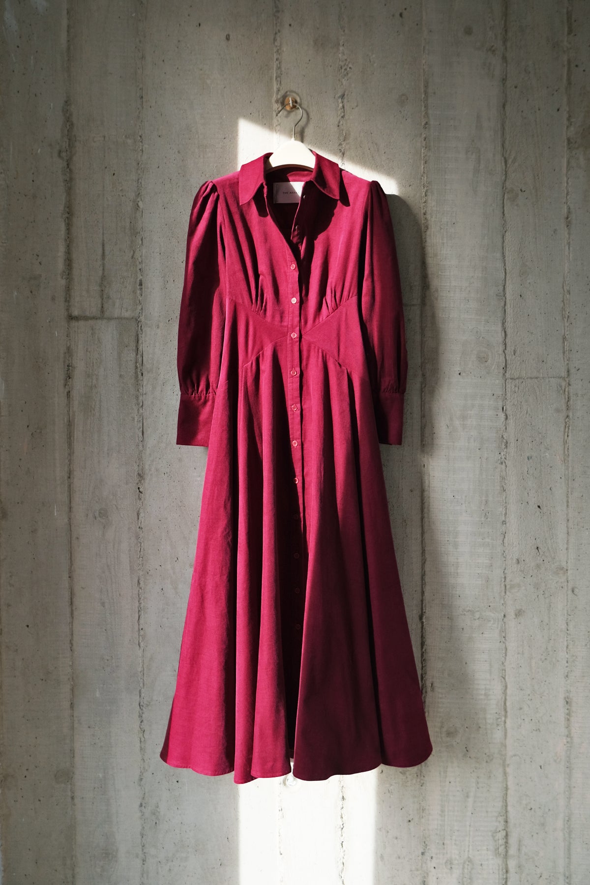 Monarch Shirt Dress in Burgundy Cotton Needlecord