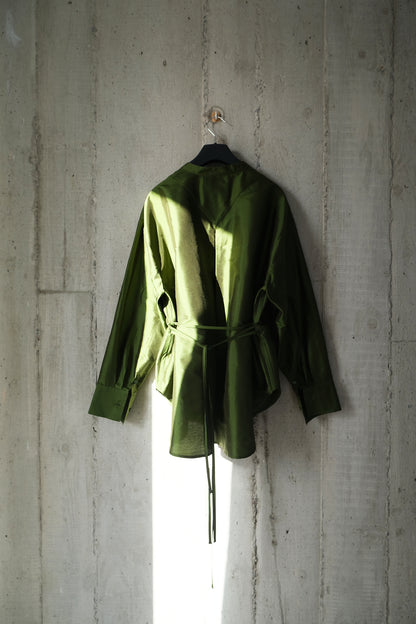 The Theorist Shirt in Olive Silk Douppion