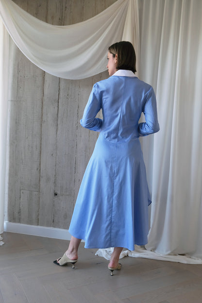 The Amplitude Shirt Dress in Blue Striped Cotton
