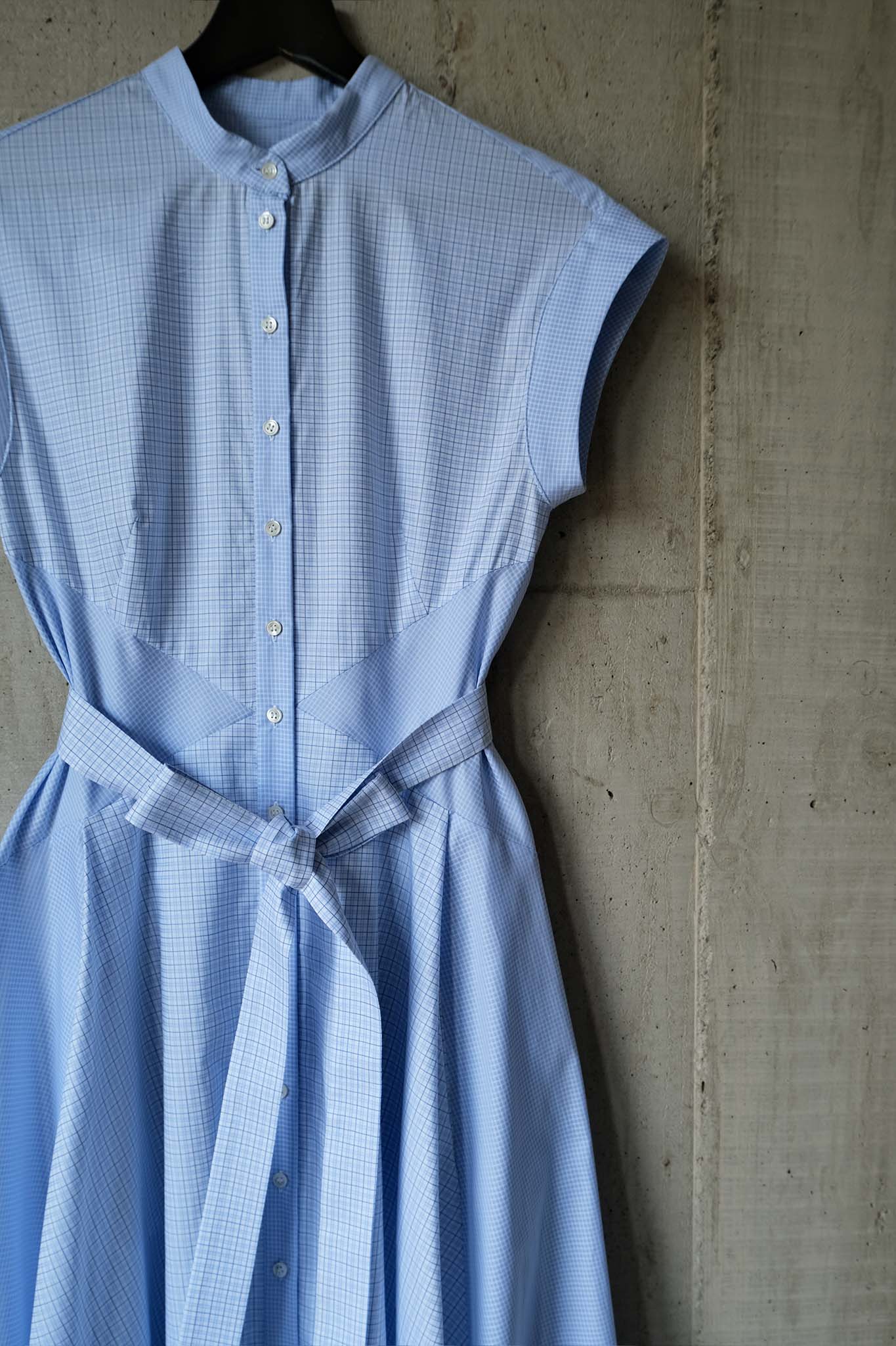 The Romanticist Cap Sleeve Shirt Dress in Light Blue Cotton Shirting