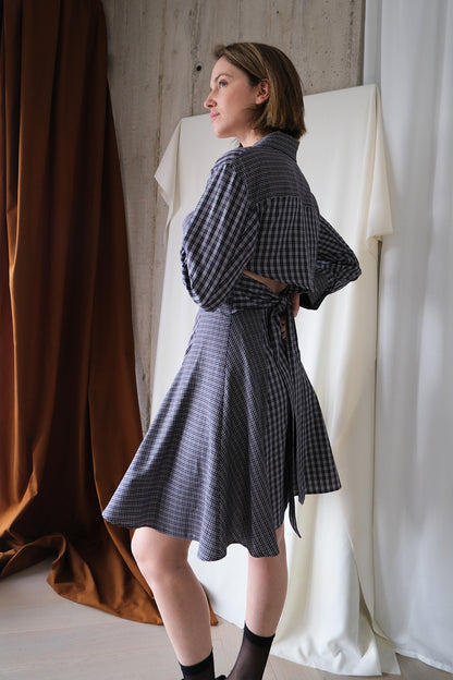 Arc Shirt Dress in Check Combo Cotton Shirting