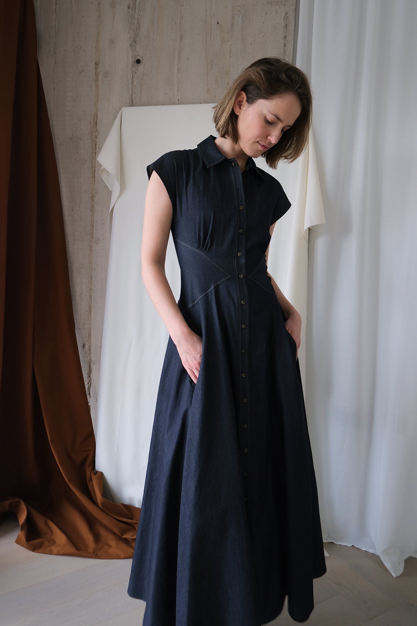 The Curator Dress in Japanese Cotton Denim