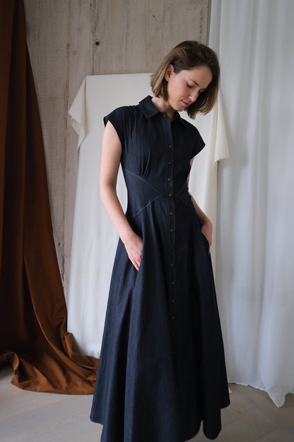 The Curator Dress in Japanese Cotton Denim