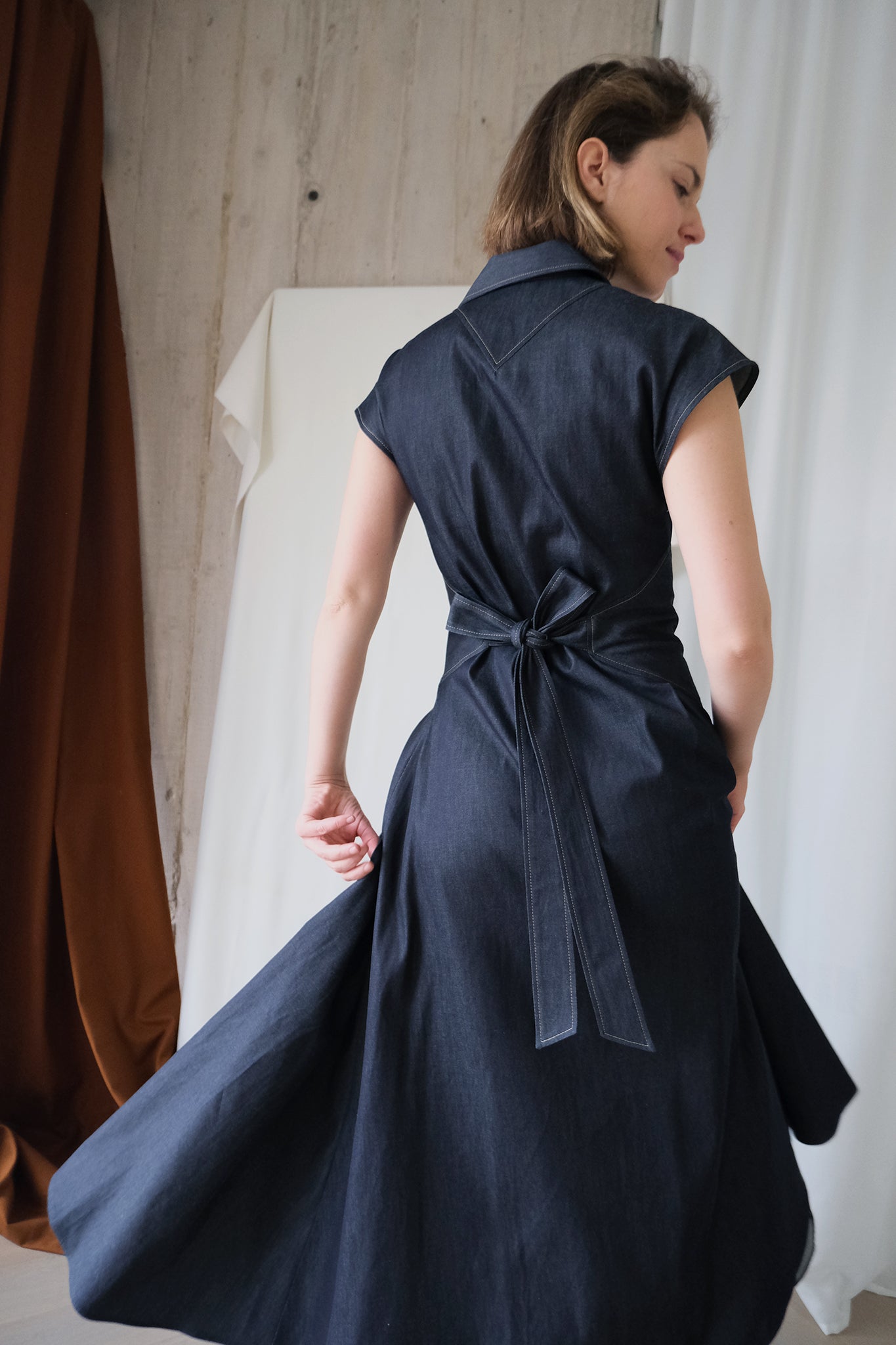 The Curator Dress in Japanese Cotton Denim