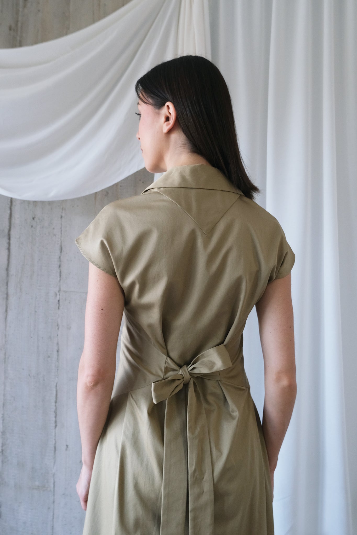 The Curator Dress in Tan Cotton Sateen