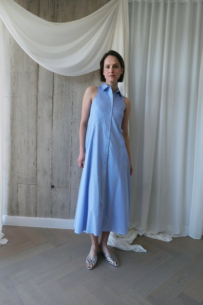 The Modernist in Blue Stripe Cotton Shirting