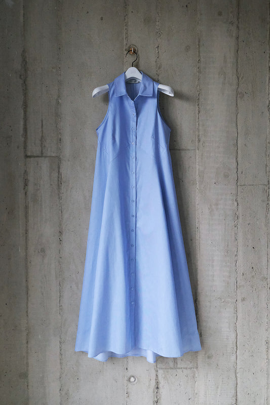 The Modernist in Blue Stripe Cotton Shirting