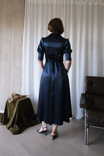 The Monarch Dress in Navy Naia™ Satin