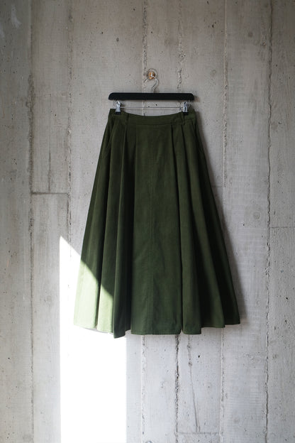 The Ensemble Skirt in Olive Cotton Needlecord