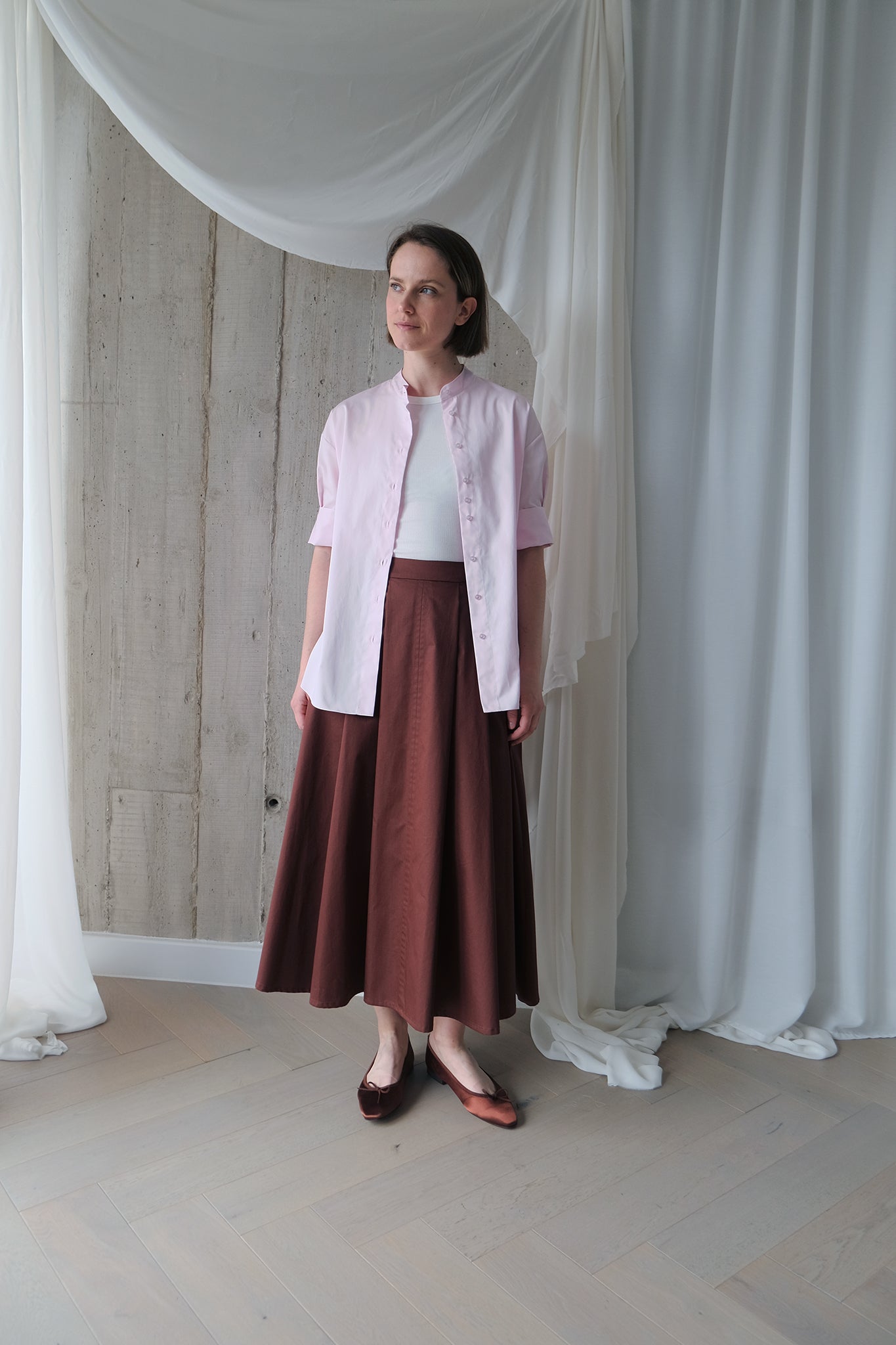 The Theorist Shirt in Pale Pink Cotton Sateen