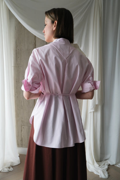 The Theorist Shirt in Pale Pink Cotton Sateen