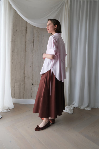 The Theorist Shirt in Pale Pink Cotton Sateen