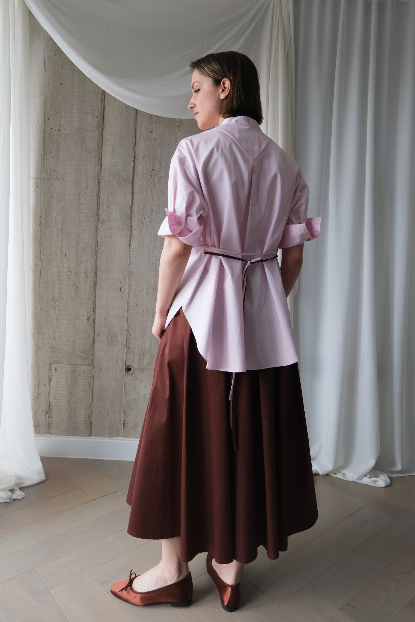 The Theorist Shirt in Pale Pink Cotton Sateen