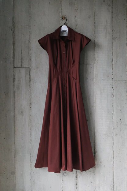 The Curator Dress in Sienna Brown Cotton Sateen