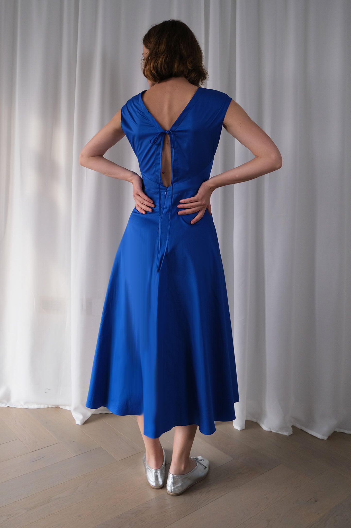 The Silhouette Dress in Royal Blue Cotton Sateen The Array The Silhouette Dress in Royal Blue Cotton Sateen The Array