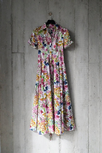 The Romanticist Short Sleeve Shirt Dress in Spring Floral Print
