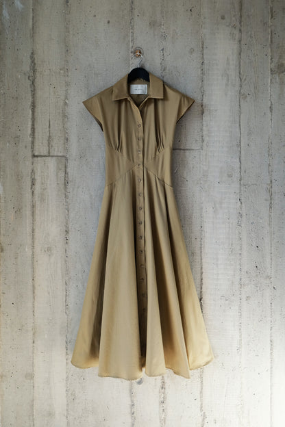 The Curator Dress in Tan Cotton Sateen