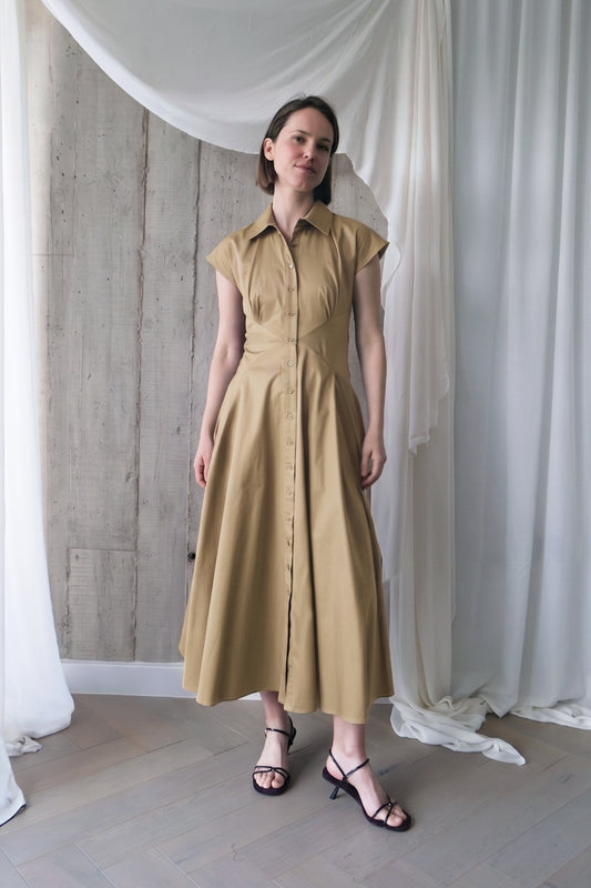 The Curator Dress in Tan Cotton Sateen