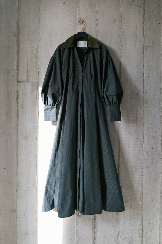 The Curator Dress in Japanese Typewriter Check Cotton