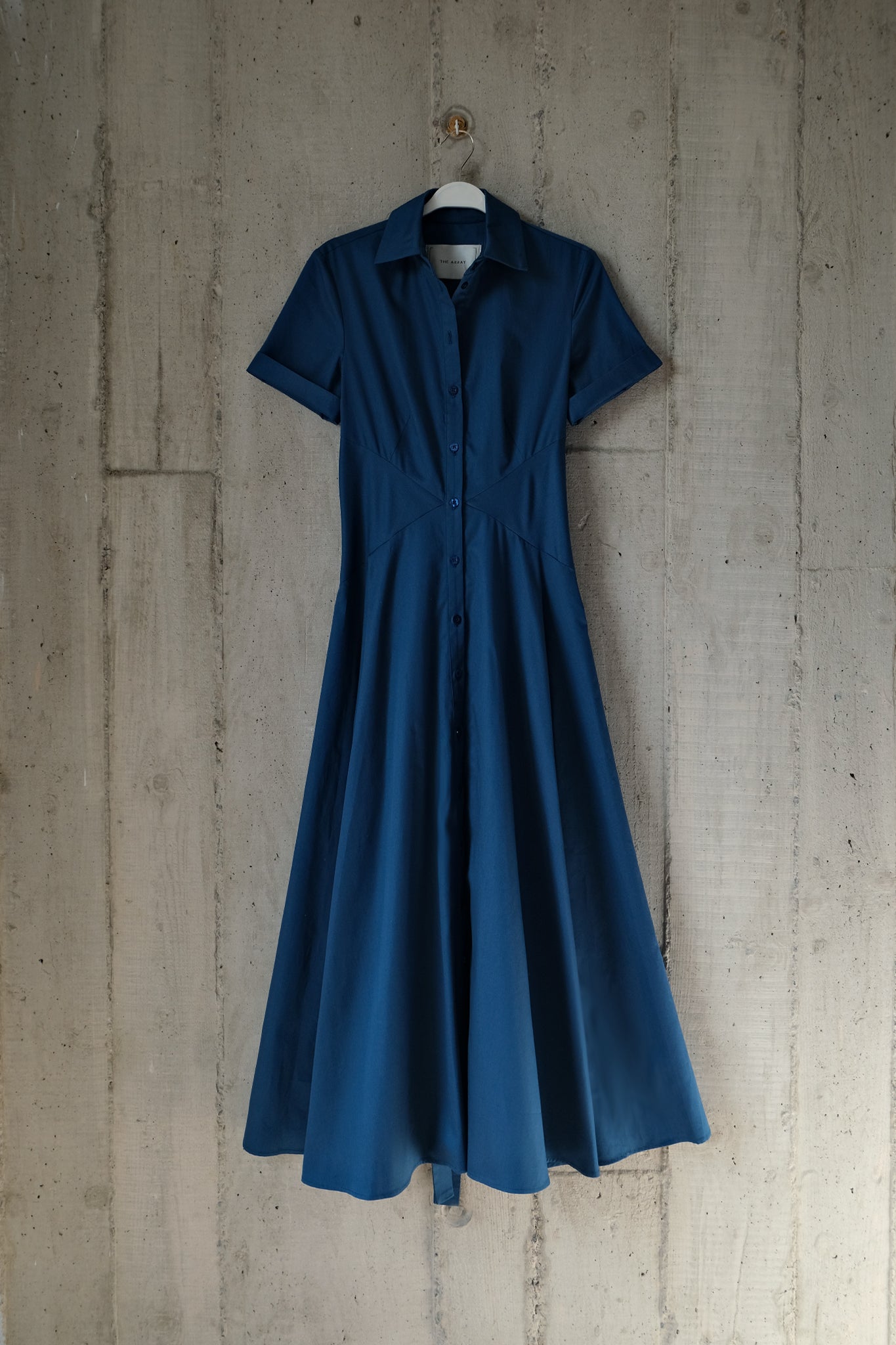 [Pre-Order] The Romanticist Short Sleeve Shirt Dress in Dark Teal Cotton Sateen