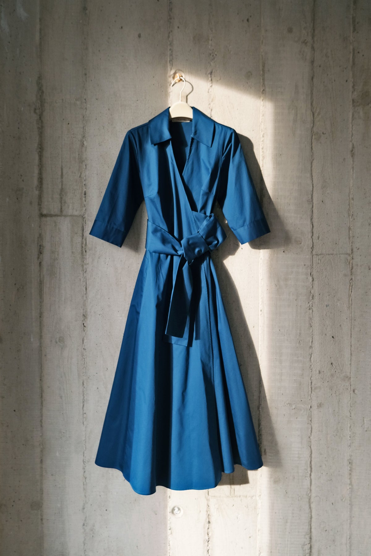 The Dualist Wrap Dress in Teal Cotton Satin