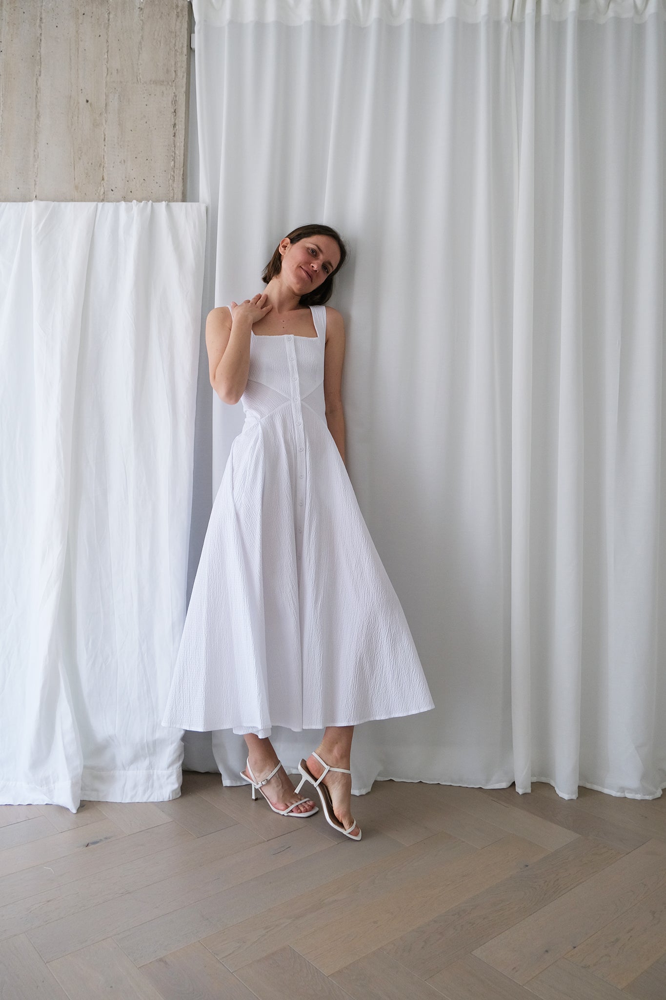 Square Neck Romanticist Dress in Organic Cotton Crepe – The Array