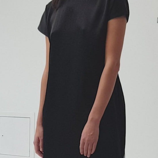 The Array womenswear fashion label london fashion brand workwear womens fashion Reversible Dress in Black Hammered Silk