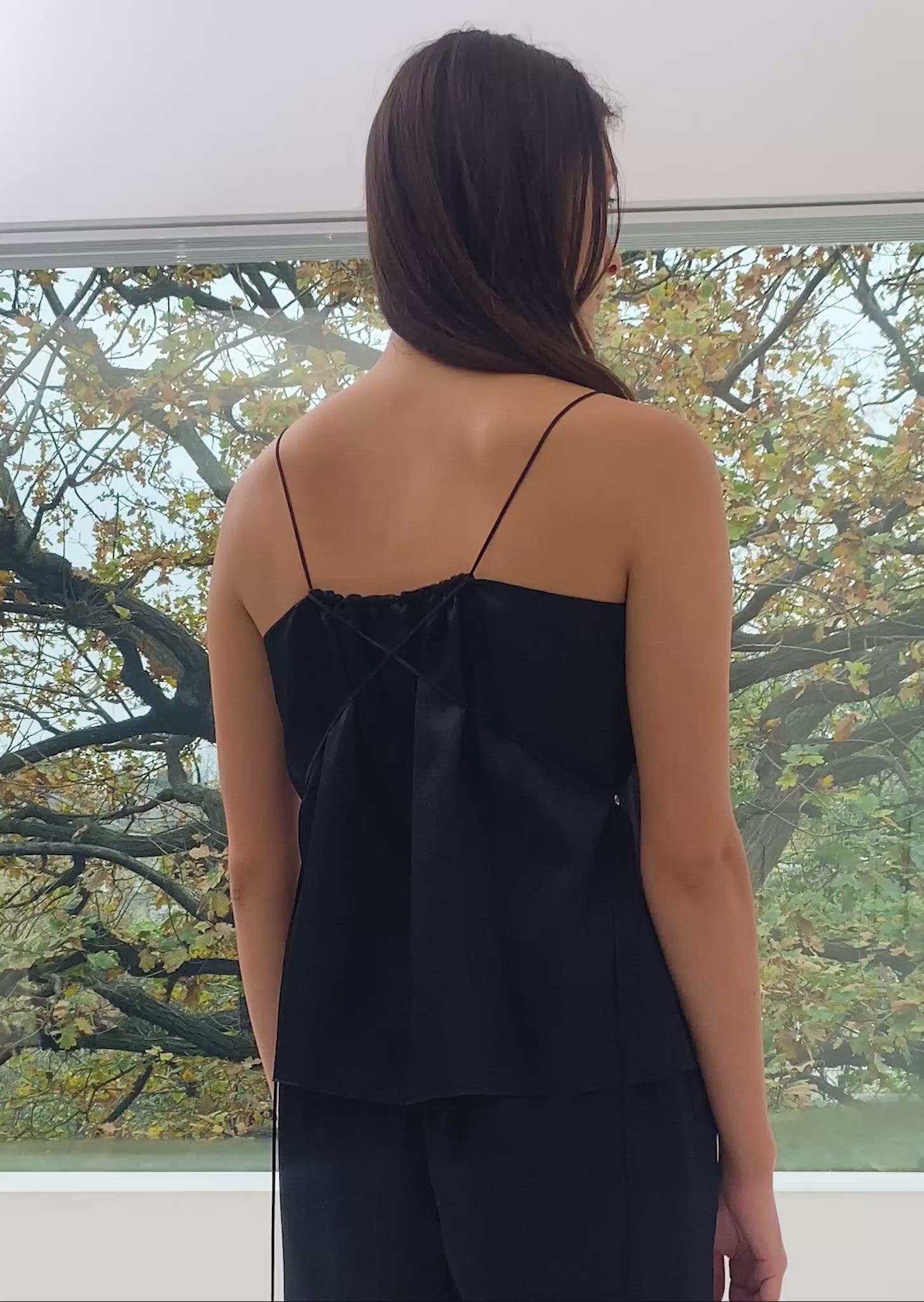 The Array womenswear fashion label london fashion brand workwear womens fashion Adjustable Camisole in Black Hammered Silk