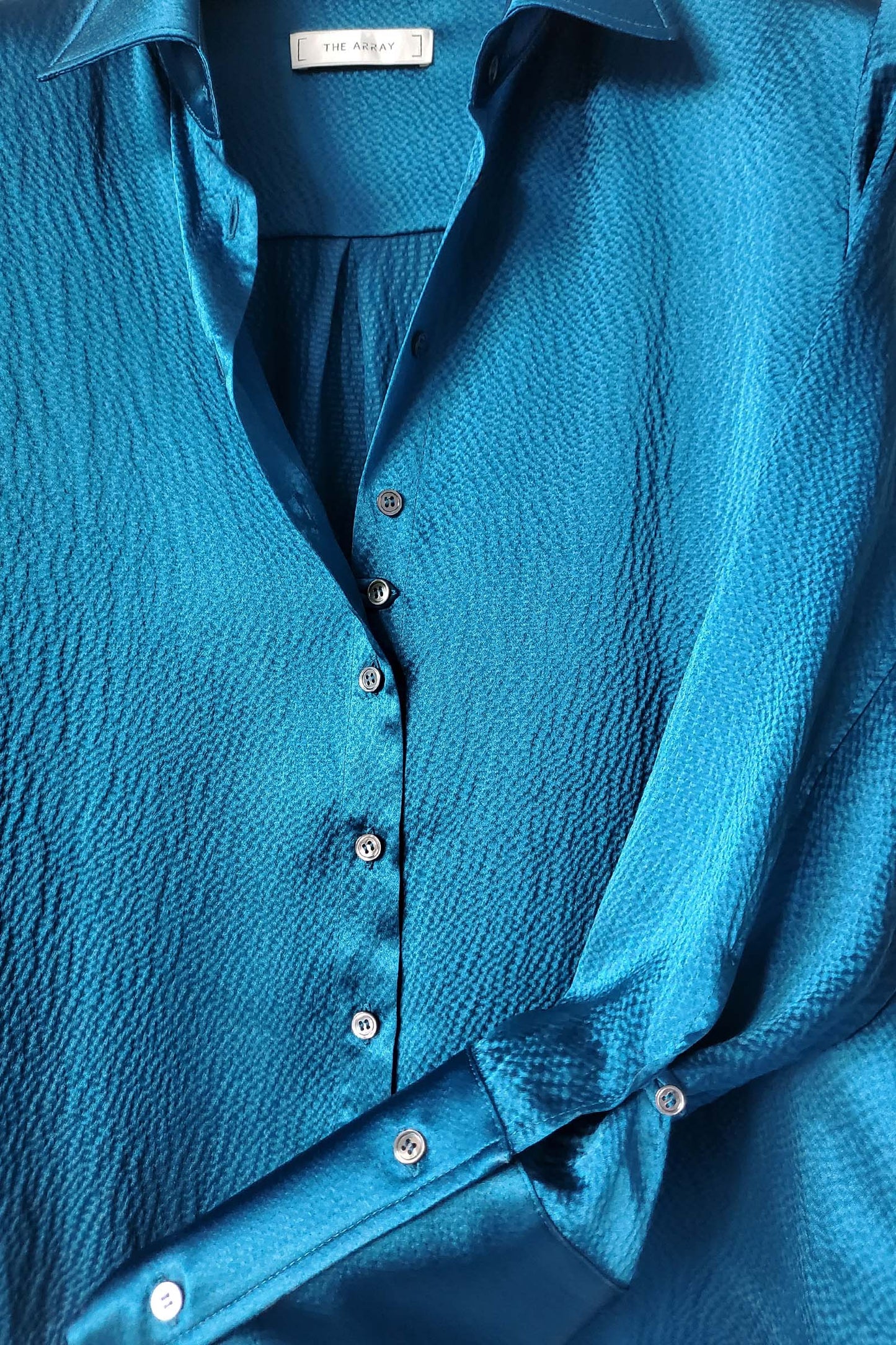 [ 1 ] Signature Shirt in Teal Hammered Silk