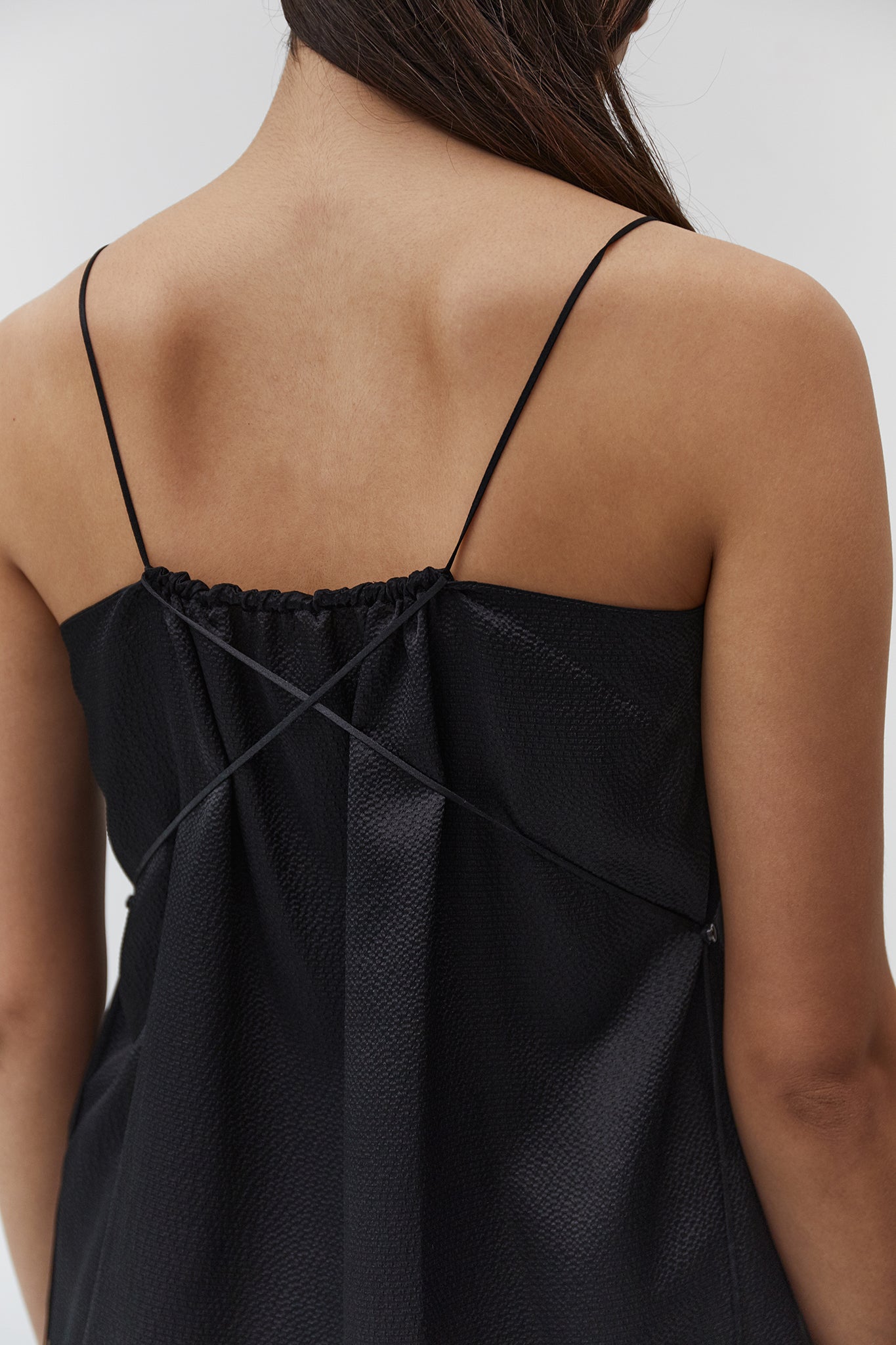 The Array womenswear fashion label london fashion brand workwear womens fashion Adjustable Camisole in Black Hammered Silk