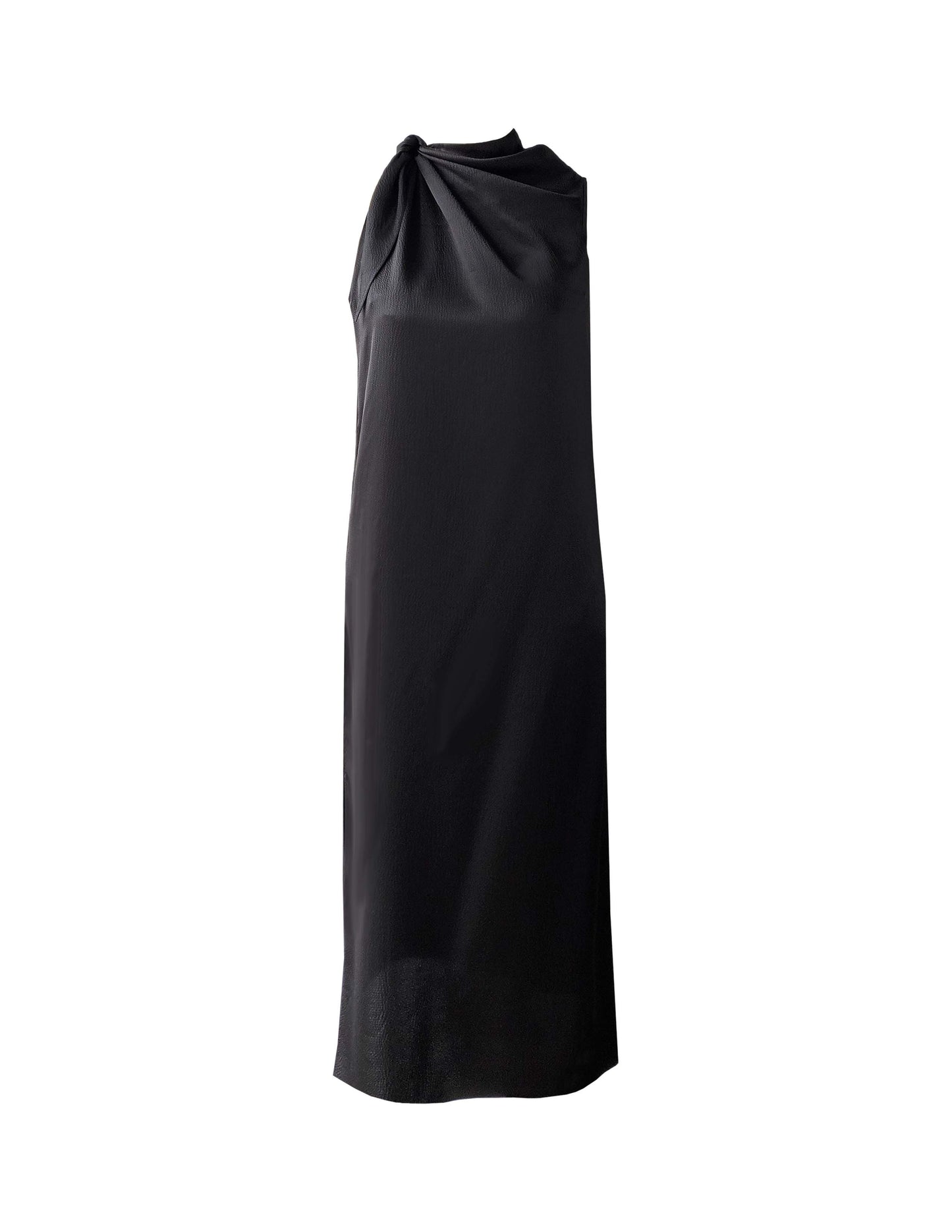 [ 4 ] Scarf Dress in Black Hammered Silk