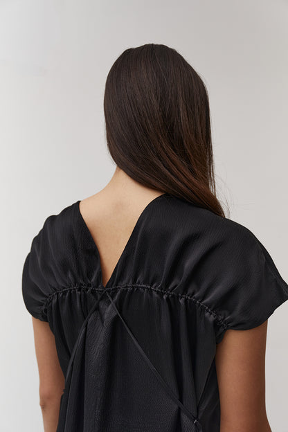 The Array womenswear fashion label london fashion brand workwear womens fashion Reversible Dress in Black Hammered Silk