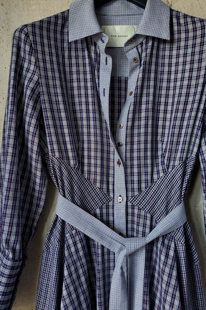 [ 4 ] Shirt Dress in Multi-Check Cotton Shirting