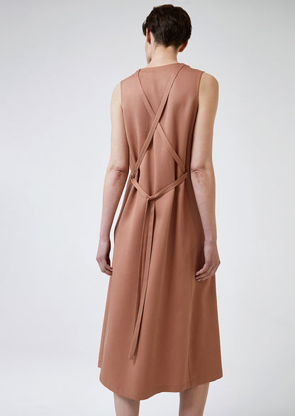[ 1 ] Panelled A-Line Dress in Terracotta Tencel