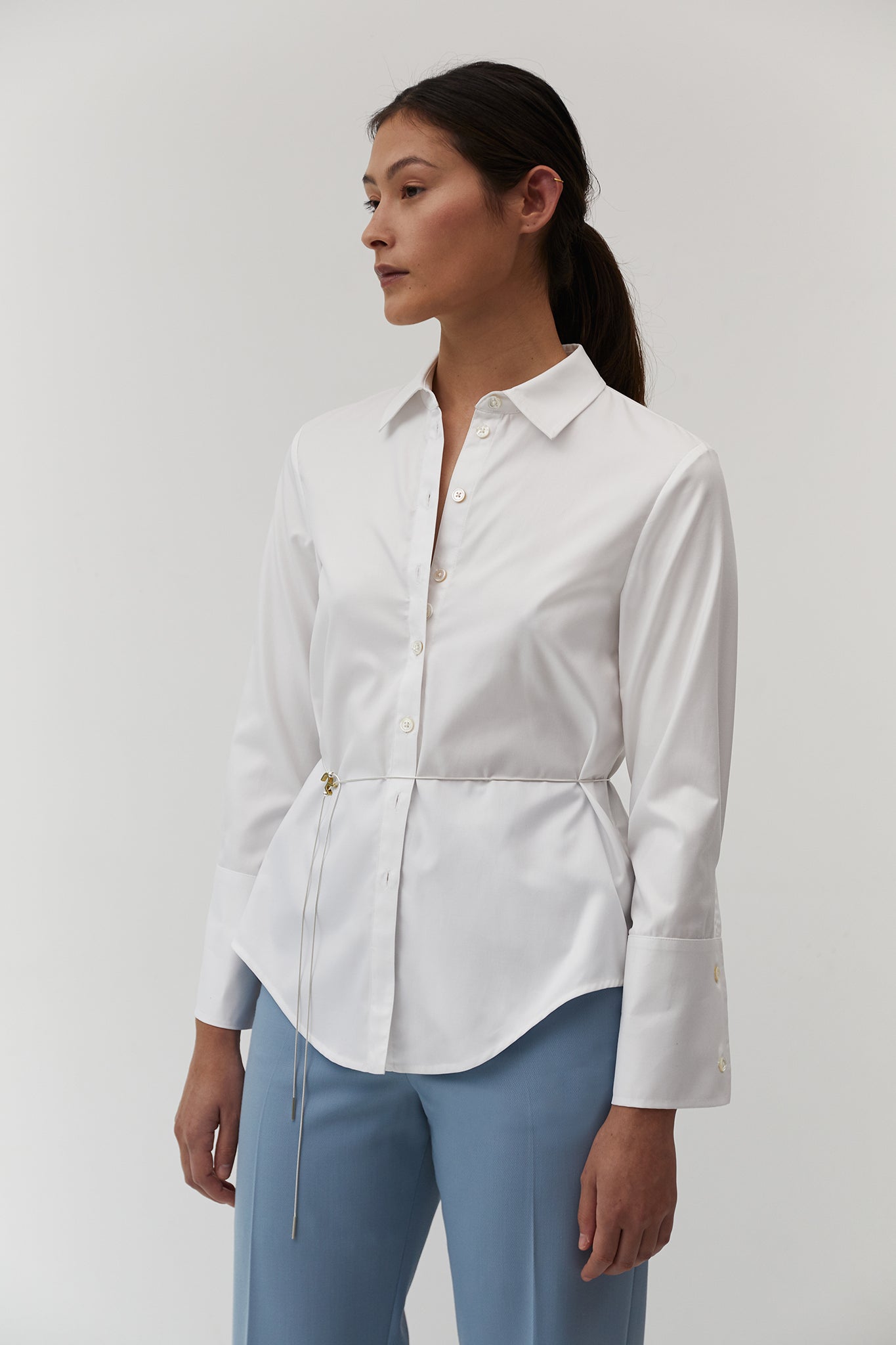 The Array womenswear fashion label london fashion brand workwear womens fashion Womens White Shirt in Quick Wrinkle Recovery Cotton 